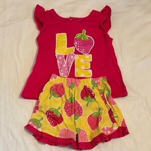 The Children's Place Pink and Yellow Strawberry Love Pajama Set